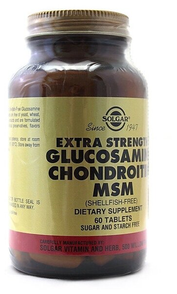 Solgar, Glucosamine Chondroitin MSM "Глюкозамин-Хондроитин и метилсульфонилметан", 60 таблеток - фотография № 1