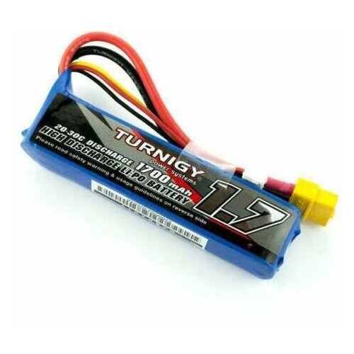 Аккумулятор TURNIGY 1700Mah 7.4V 2S 20-30C LiPo Battery 1/16 LOSI батарея литиевая с силовым разъёмом XT60 battery штекер ХТ60