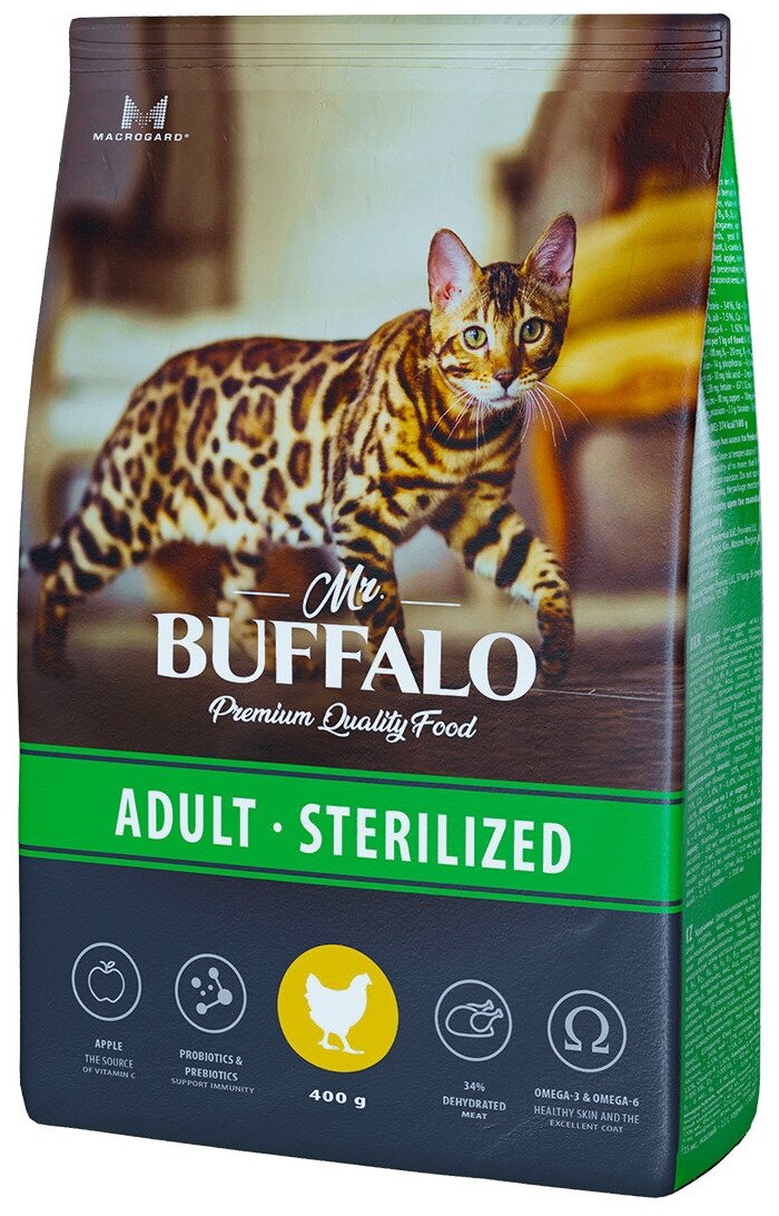 Сухой корм для кошек Mr. Buffalo STERILIZED 0,4кг (курица) - фотография № 4