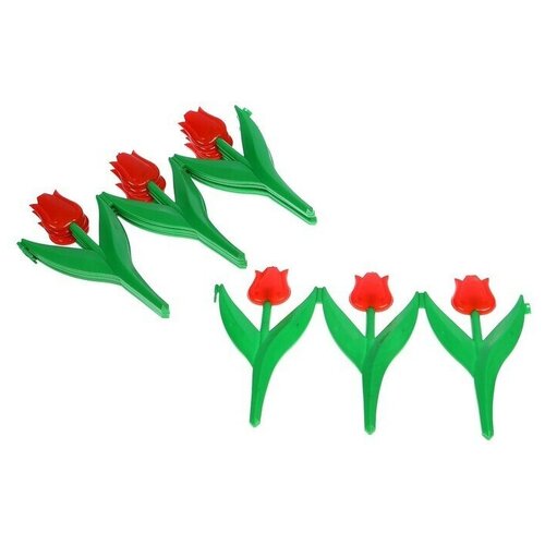 фото Ограждение декоративное, 30 × 225 см, 5 секций, пластик, красный цветок, «тюльпан» кострома пластик