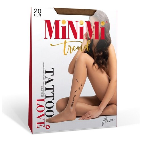 Колготки фантазийные Minimi Tattoo Love 20, размер III, daino (бежевый)