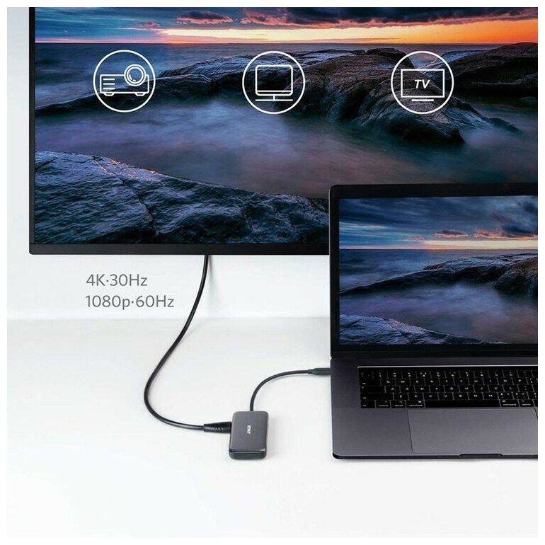 Адаптер Anker A8334 USB-C Хаб (5-в-1) серый
