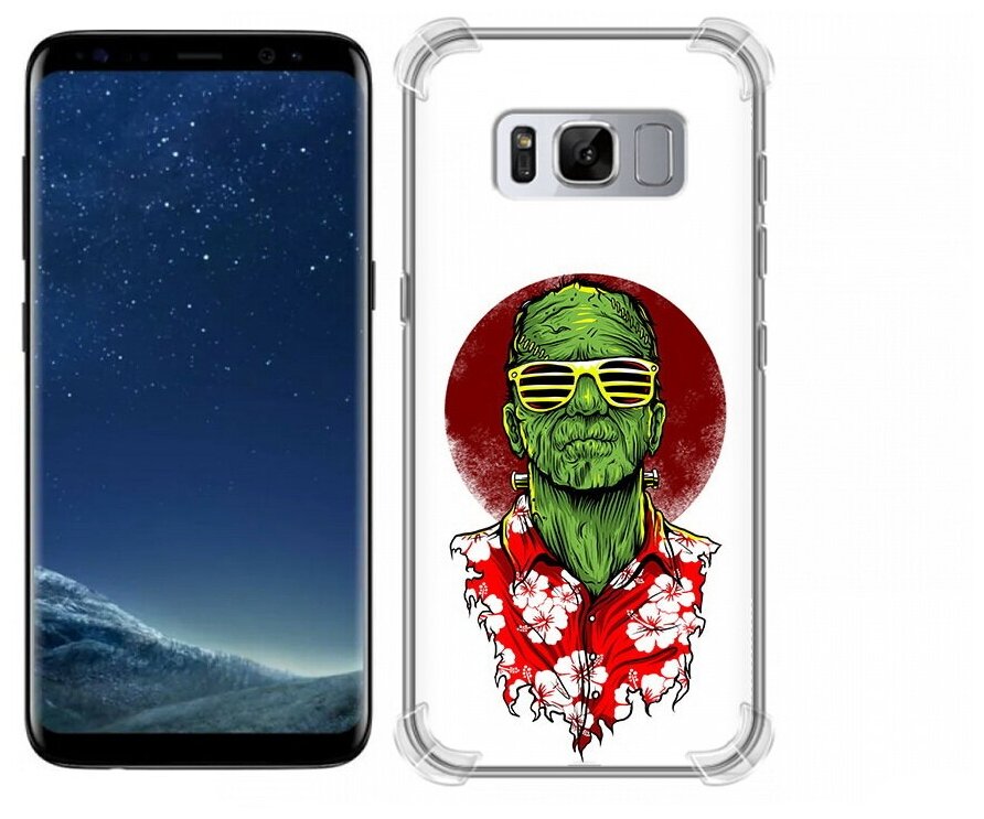 Чехол задняя-панель-накладка-бампер MyPads крутой зеленый мужчина в очках для Samsung Galaxy S8 SM-G9500 противоударный