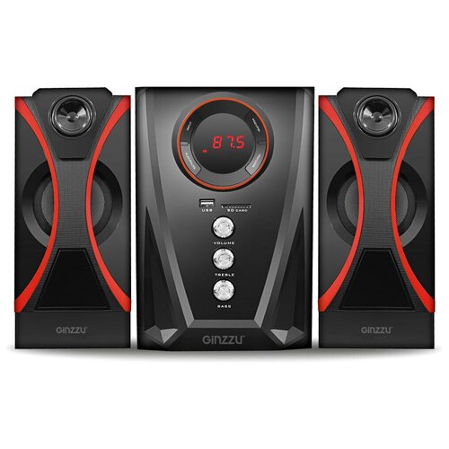 Акустическая стерео система 21 Ginzzu GM-407 с Bluetooth ver40 20Вт2х10Вт плеер USB-flash SD-card FM-радио ПДУ Уцененный товар 515000₽
