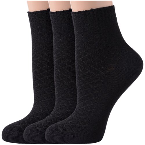 фото Женские носки хох укороченные, вязаные, размер 25, черный