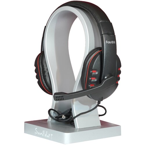 Наушники полноразмерные FaisON HP-4 Gaming пластик регулятор громкости микрофон кабель 17м цвет чёрный красный мятая упаковка 70500₽