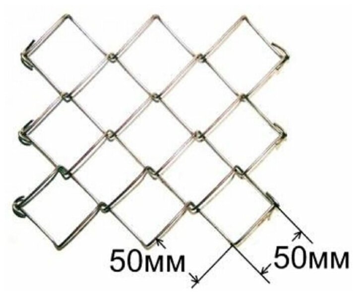 Сетка-рабица ячейка 50х50 мм, толщина 1,6мм, без покрытия размер рулона 1,5х10м
