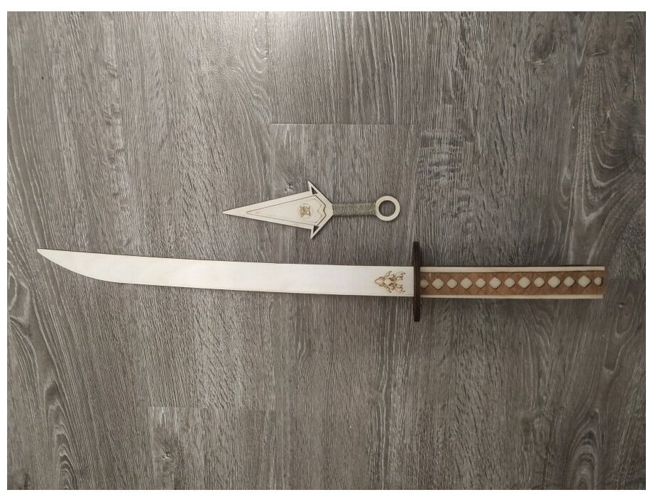 Деревянные нож кунай+ меч катана 75см.
