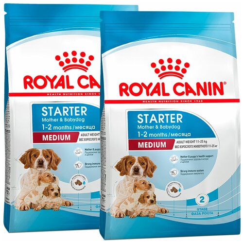 ROYAL CANIN MEDIUM STARTER для щенков средних пород до 2 месяцев, беременных и кормящих сук (12 + 12 кг) корм для щенков беременных и кормящих собак royal canin starter mother