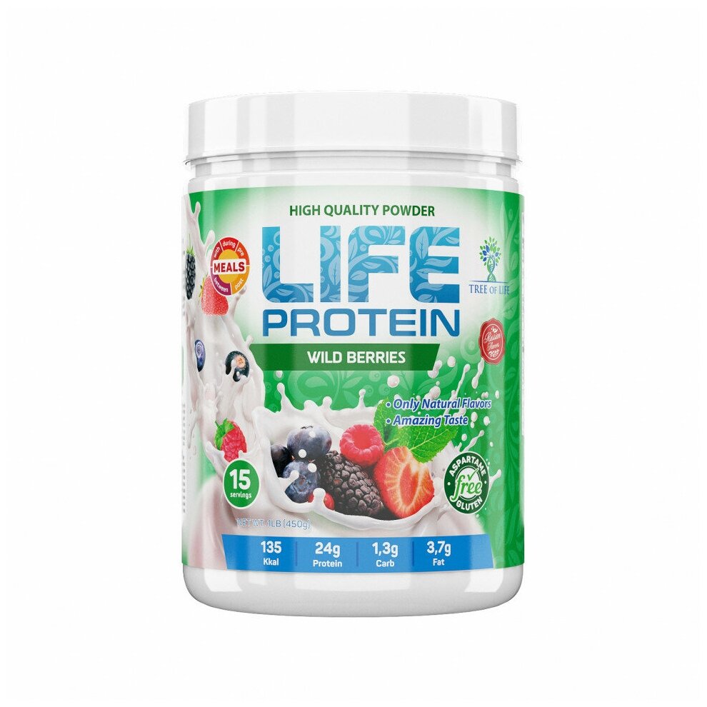 LIFE Protein 450 gr, 15 порции(й), лесные ягоды