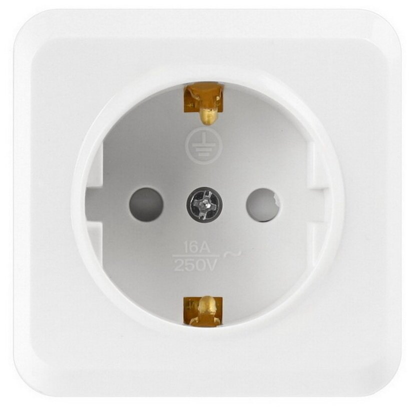 фото Розетка 1-местная 16А с заземлением белая с защ. штор. "Юпитер", SmartBuy