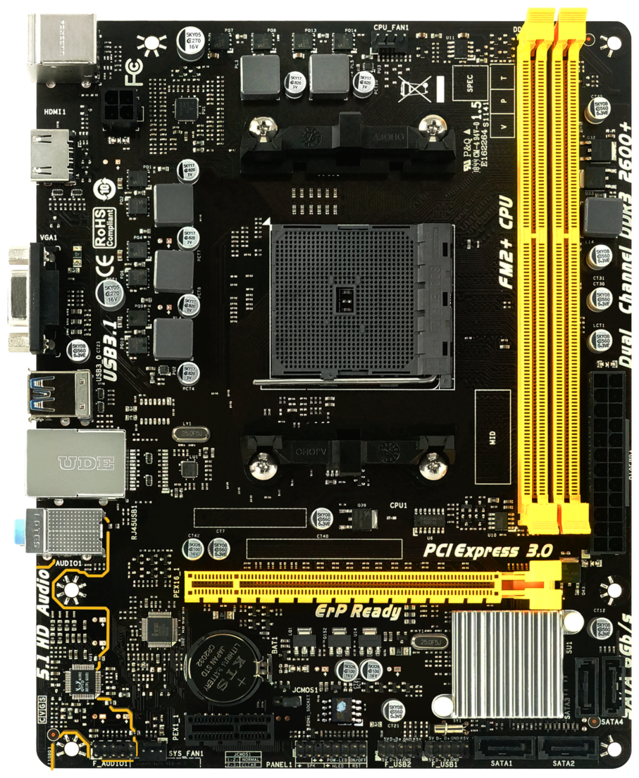 Мат. плата BIOSTAR FM2+ A68MHE 1xPCI-Ex16, 1xPCI-Ex1, 2xDDR3, 4xSATA3, VGA/HDMI, USB3.1, mATX, RTL