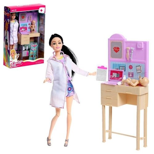 Кукла-модель шарнирная «Доктор Лиза» с малышом, мебелью и аксессуарами кукла 86011 с мебелью и аксессуарами в коробке