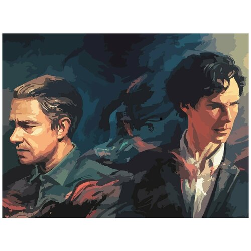 Картина по номерам на холсте Шерлок Sherlock (Бенедикт Камбербетч, Ватсон) - 9024 Г 30x40 картина по номерам шерлок sherlock бенедикт камбербетч 9022 в 30x40