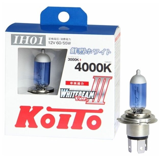 Лампа высокотемпературная Koito Whitebeam IH01 12V 60/55W (100/90W) 4000K (комплект 2 шт.) арт. P0745W