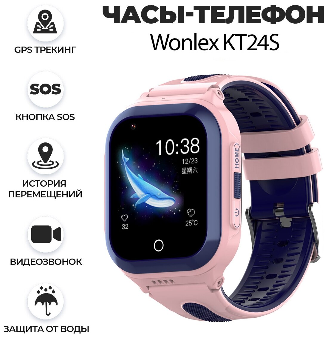 Wonlex Часы Smart Baby Watch Wonlex KT24S (Розовый)