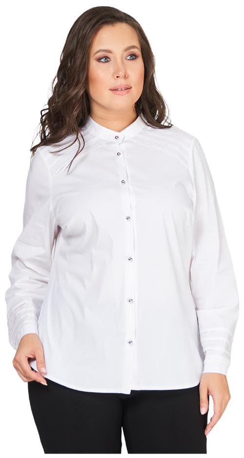 Рубашка  Olsi, классический стиль, полуприлегающий силуэт, длинный рукав, однотонная, размер 70, белый