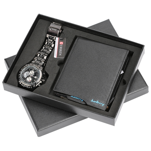фото Подарочный набор mypads premium m-a04890 мужской кошелек и часы с календарем и металлическим ремешком запоминающийся подарок мужчине автолюбителю...