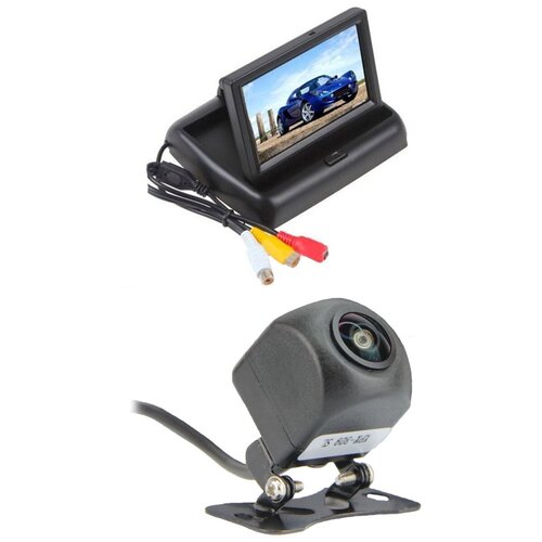 Камера заднего вида для автомобиля XPX CCD-309SL и Складной цветной монитор М 843, диагональ 4.3 дюйма/Парковочный комплект