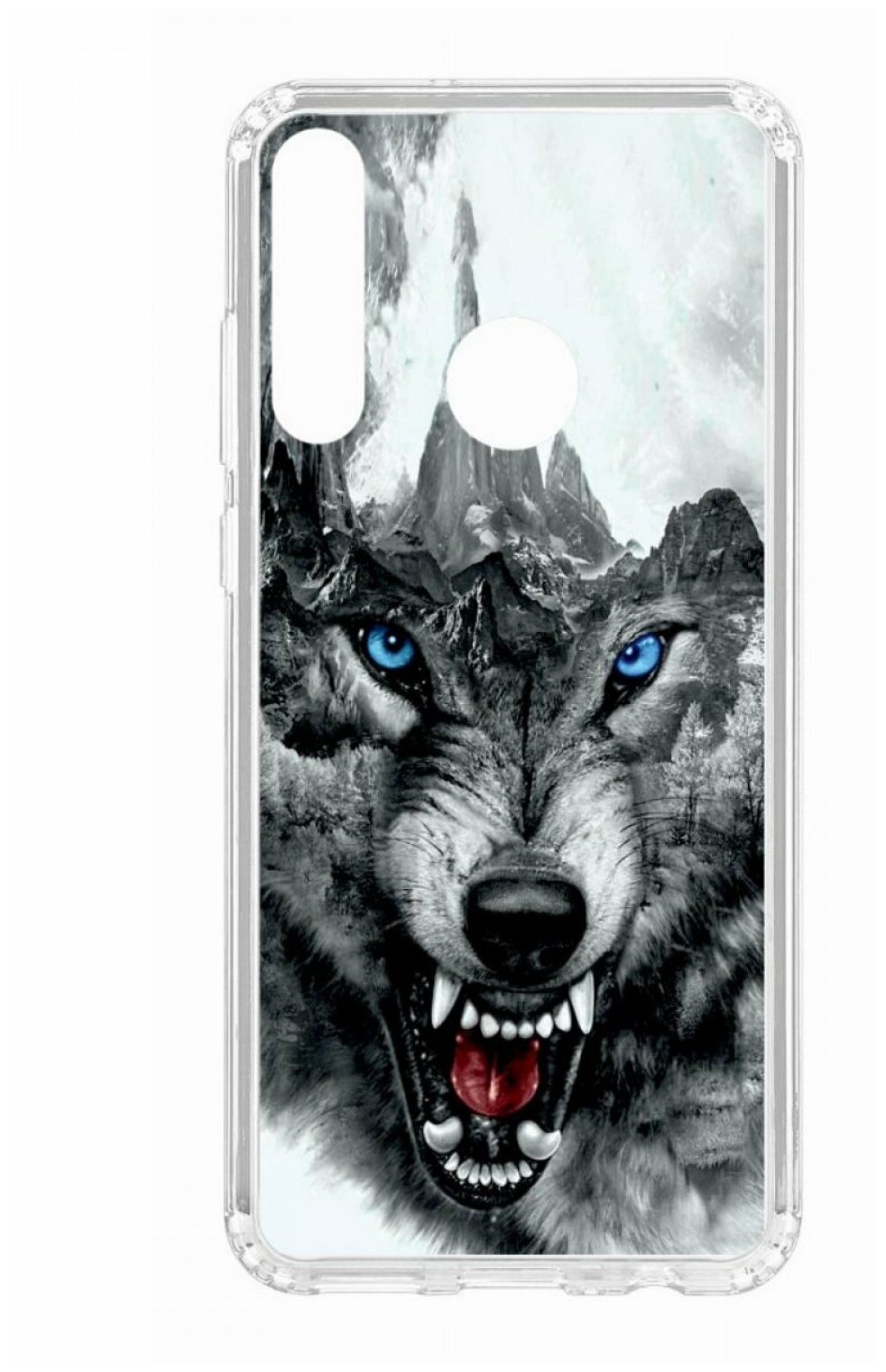 Чехол для Huawei Y6p 2020 Kruche Print Волк, противоударная пластиковая накладка с рисунком, силиконовый бампер с защитой камеры, кейс с рисунком