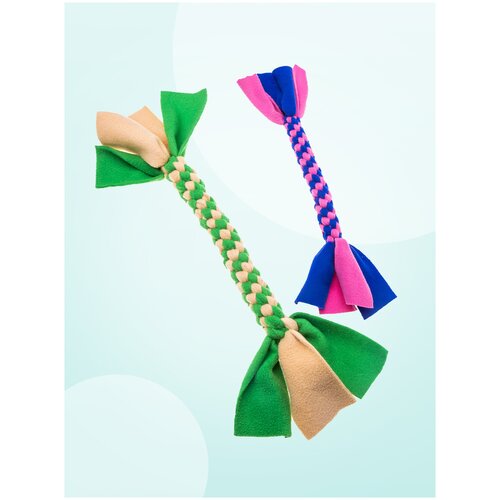 Игрушка для собак косичка набор 2 - штуки. Размер XL - для крупных пород собак. Цвет бежеый/зеленый и розовый/синий. Длинна 25-45 см, Диаметр 4 см.