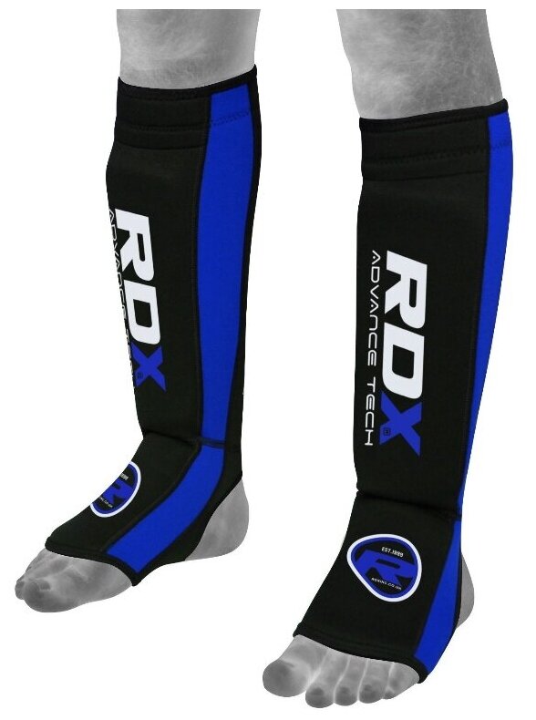 Щитки RDX Neoprene Gel Shin Instep Pads MMA Leg Foot Guards Blue L/XL