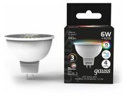 Светодиодная лампа Gauss MR16 6W GU5.3 RGBW+димирование LED 1/10/100