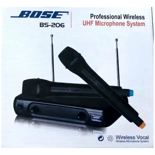 Вокальная радиосистема bs -206 c двумя радиомикрофонами и приемником 341000₽