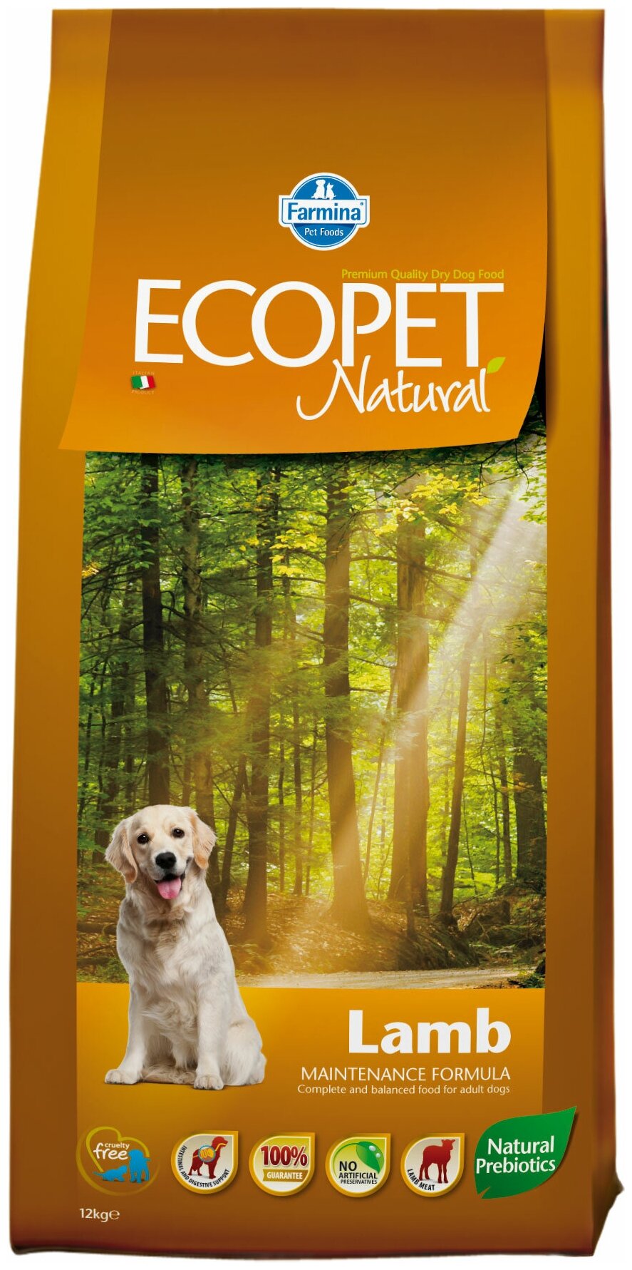 Корм Farmina Ecopet Natural Lamb для взрослых собак с ягненком, 2,5 кг