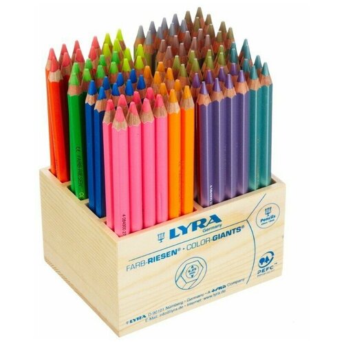 Дисплей цветных деревянных карандашей Lyra Цветной Великан, Metallic-Neon, 96 цветов 96 штук