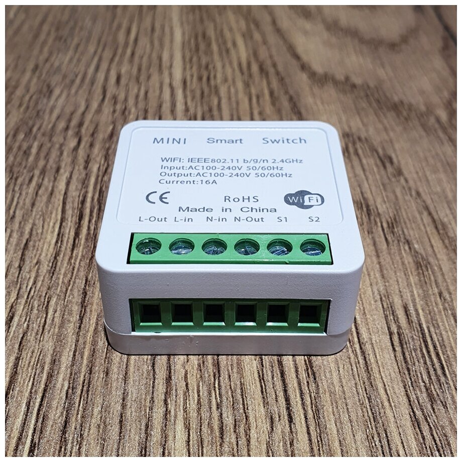 Умное Wi-Fi реле Mini Smart Switch Tuya Aubess 16A - работает с Яндекс Алисой — фото 1