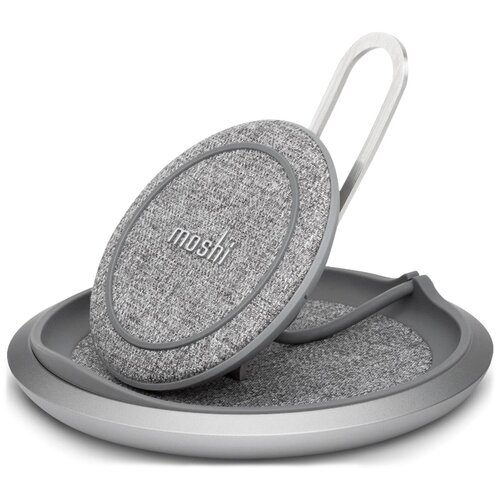Станция беспроводной зарядки Moshi Lounge Q. Поддерживает быструю зарядку мощностью 15 Вт. Цвет: серый.