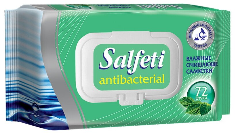 Влажные салфетки Salfeti antibac №72 антибактериальные с клапаном - фото №2