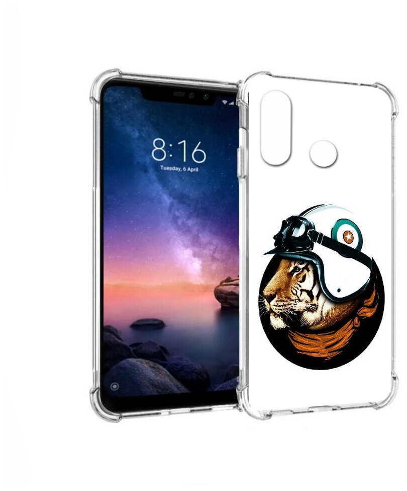 Чехол задняя-панель-накладка-бампер MyPads Тигр в шлеме для Xiaomi Redmi Note 6/Note 6 Pro противоударный