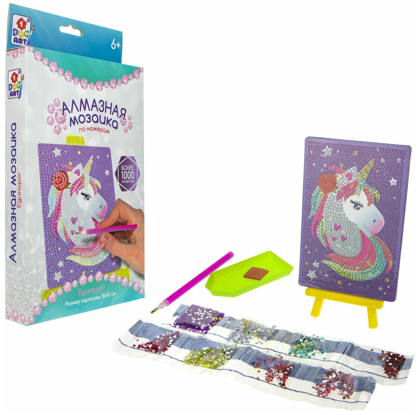 фото 1TOY ART Алмазная мозаика. Набор "Единорог" в коробке 23х15х3 см