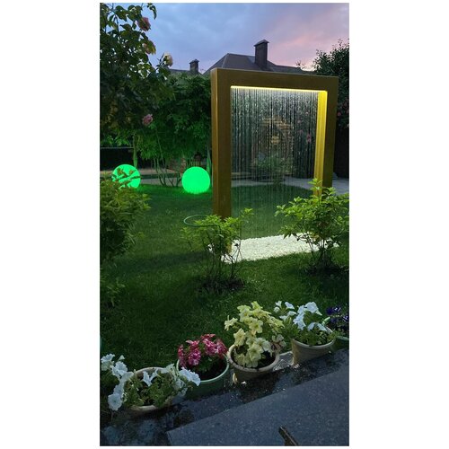 Садовый Водопад "Палаус" / Элемент ландшафтного дизайна / Уличный фонтан с LED подсветкой на пульте управления / цвет "Калина"