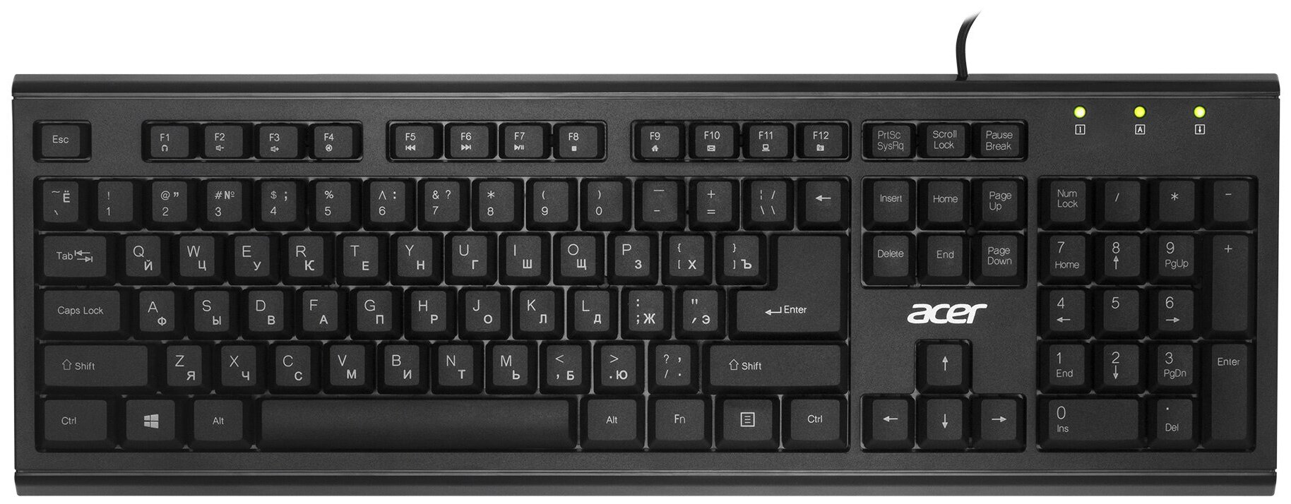 Клавиатура Acer OKW120 черный USB Multimedia