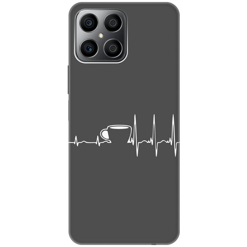 Матовый чехол Coffee Cardiogram W для Honor X8 / Хонор Икс 8 с 3D эффектом черный матовый чехол snowboarding w для honor x8 хонор икс 8 с 3d эффектом черный