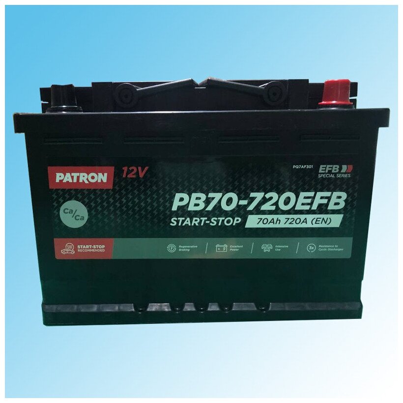 PB70720EFB PATRON Аккумулятор PATRON EFB Start&Stop 12V 70AH 720A ETN 0(R+) B13 278x175x190mm 18,3kg