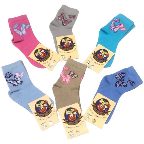 Носки детские Family SockS Бабочка (комплект 3 штуки), размер 23-25 (95 % хлопок)