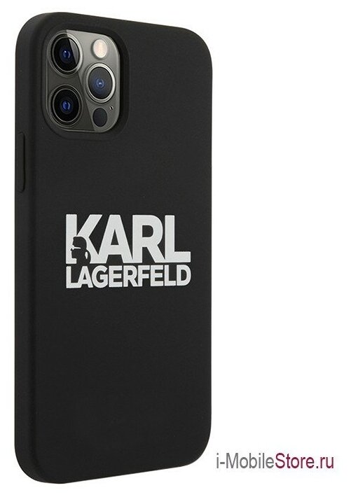 Чехол Karl Lagerfeld Liquid silicone Stack logo Hard для iPhone 12 | 12 Pro, черный