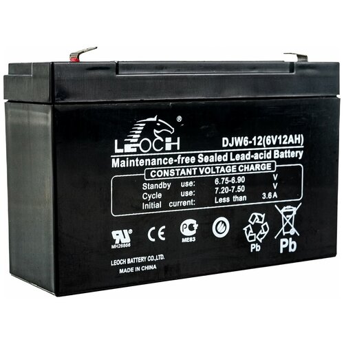 Аккумулятор для детского электромобиля LEOCH DJW6-12 (6V 12AH / 6 В 12Ач) аккумулятор для детского электромобиля 6 в 12 ач