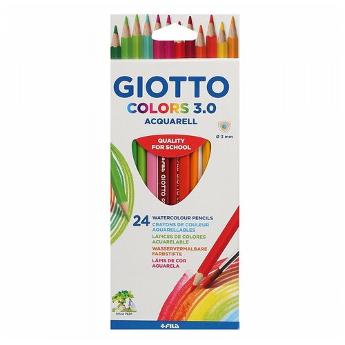 Карандаши цветные акварельные 24 цвета, дерево, трехгранный, картонная коробка Colors 3.0 GIOTTO 277200 - 1 шт.