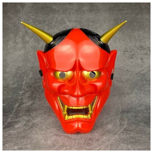Маска японского Демона Ханья красного цвета