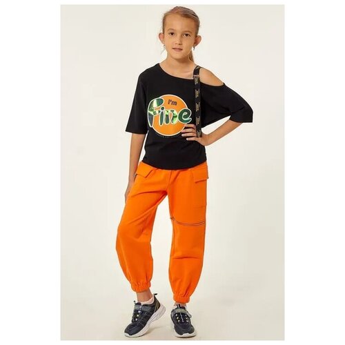 фото Брюки colabear, размер 130 см, оранжевый, 685194