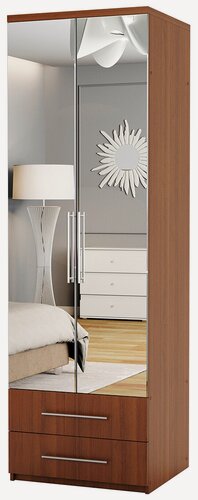 Изображение товара Шкаф для одежды с ящиками Комфорт МШЯ-21 60х45 с зеркалами орех