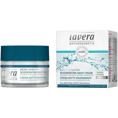 Lavera Basis sensitiv Regenerating night cream organic Aloe vera & Organic almond oil Ночной восстанавливающий крем для лица, 50 мл косметика для мамы lavera ночной крем маска для рук