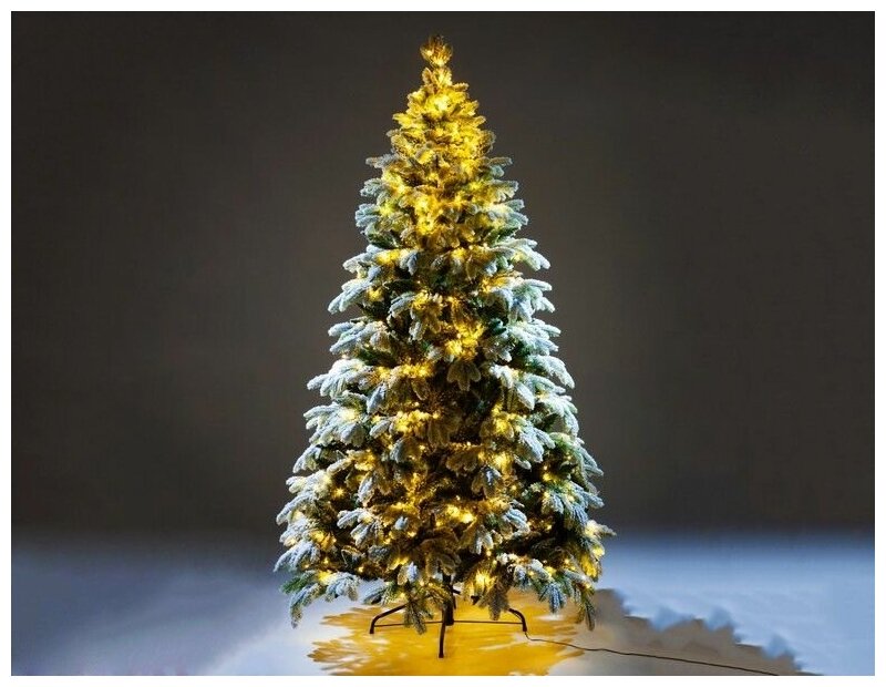 CRYSTAL TREES, Искусственная елка с гирляндой Власта заснеженная 180 см, 500 разноцветных/теплых белых LED ламп, контроллер, литая + ПВХ KP6118