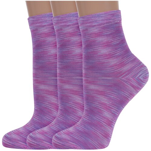 Носки LorenzLine, 3 пары, размер 23, фиолетовый носки lorenzline 3 пары размер 40 43 фиолетовый
