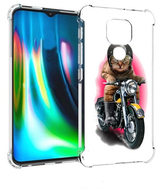 Чехол задняя-панель-накладка-бампер MyPads мото-кот для Motorola Moto E7 Plus (XT2081-2)/Moto G9 противоударный